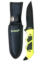 Ruko Fixed Blade Hunting Knife 4-1/8" Hi-Viz